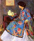 Bernhard Gutmann Canvas Paintings - Lady in a Chinese Silk Jacket
